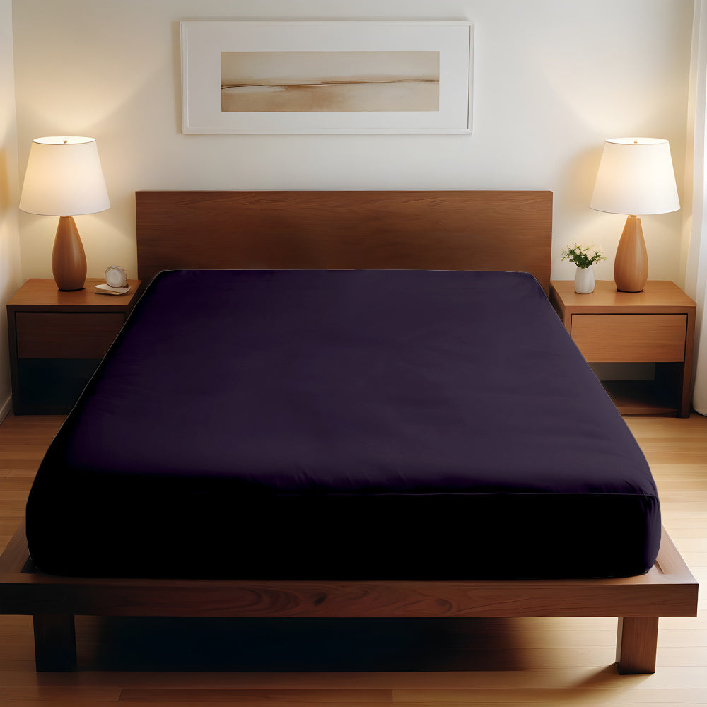 Cotton Home Fitted Sheet 1Pc Super Soft Violet