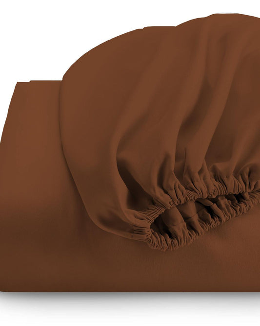Cotton Home Fitted Sheet 1Pc Super Soft Chocolate Brown