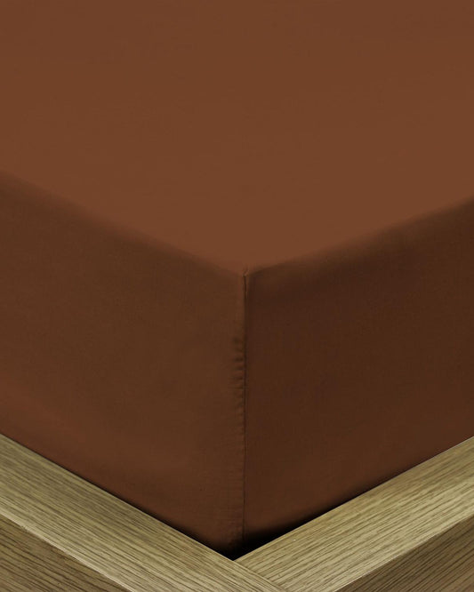 Cotton Home Fitted Sheet 1Pc Super Soft Chocolate Brown