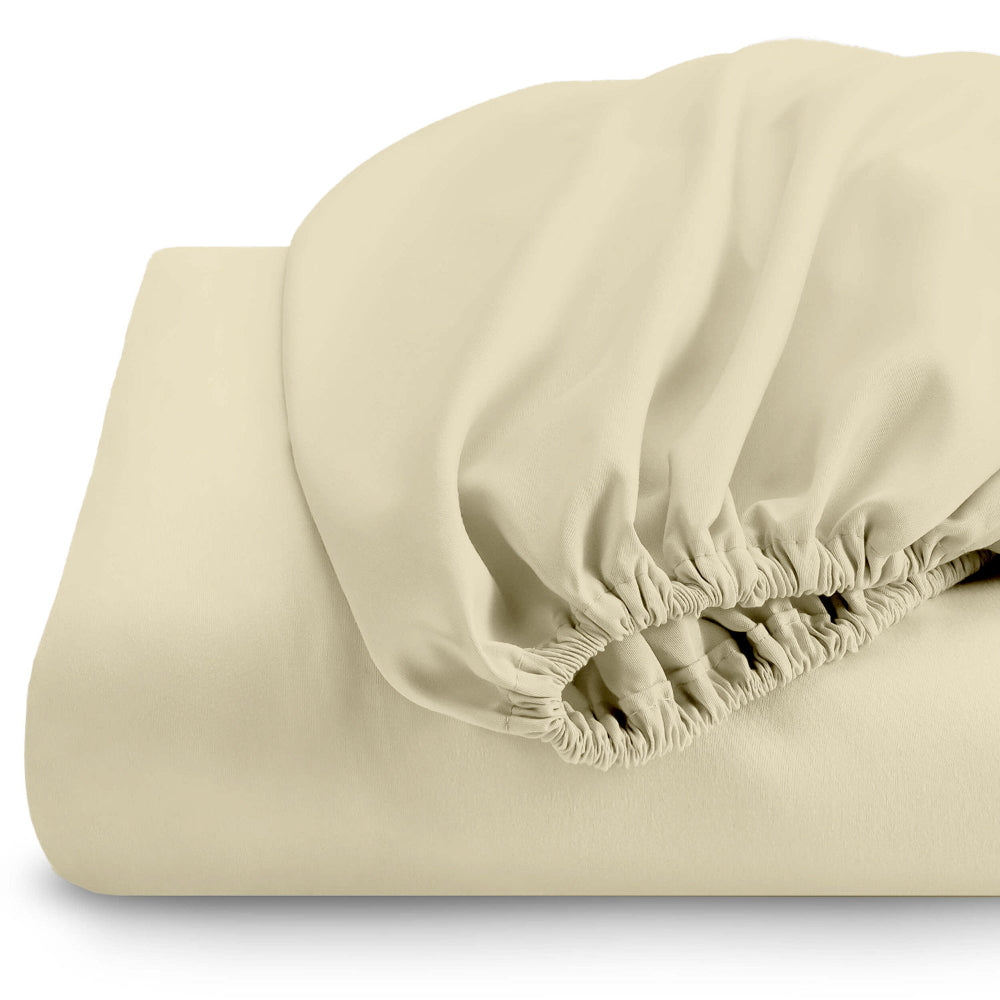 Cotton Home 1pc Fitted Sheet Super Soft Dark Beige