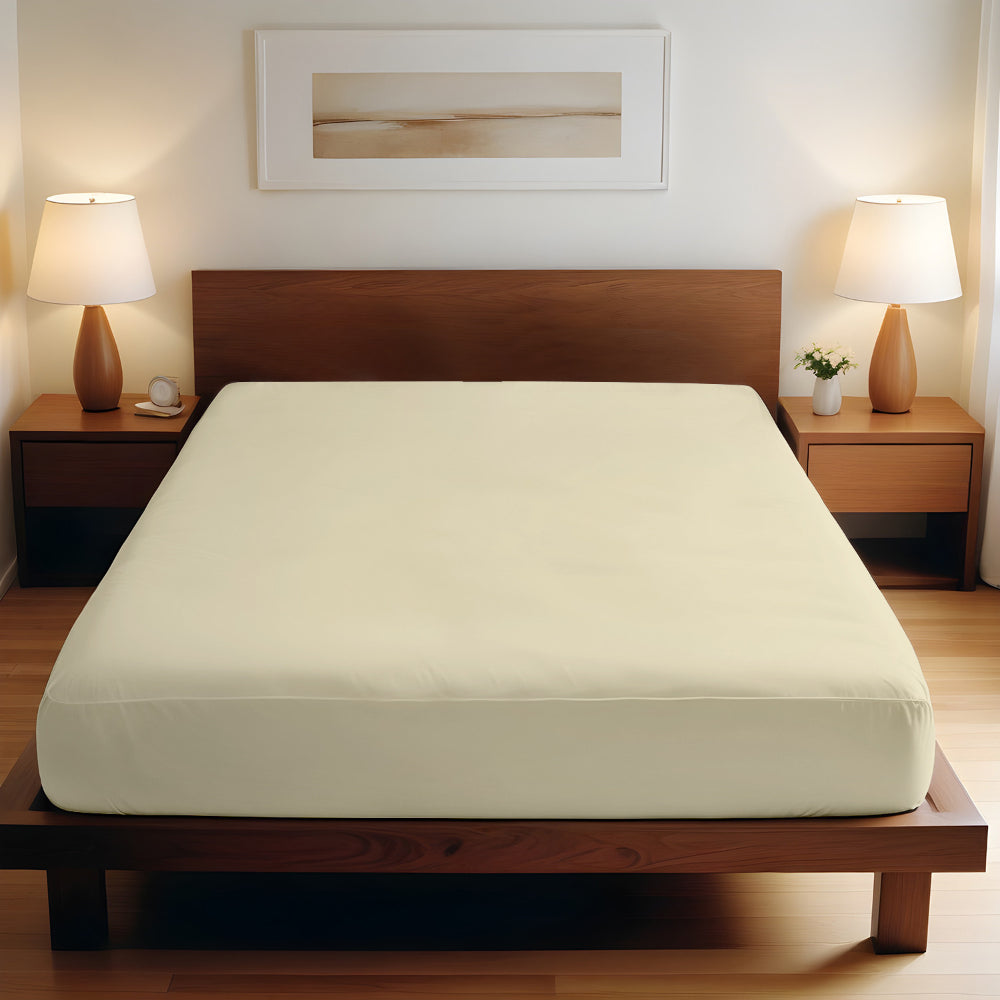 Cotton Home 1pc Fitted Sheet Super Soft Dark Beige