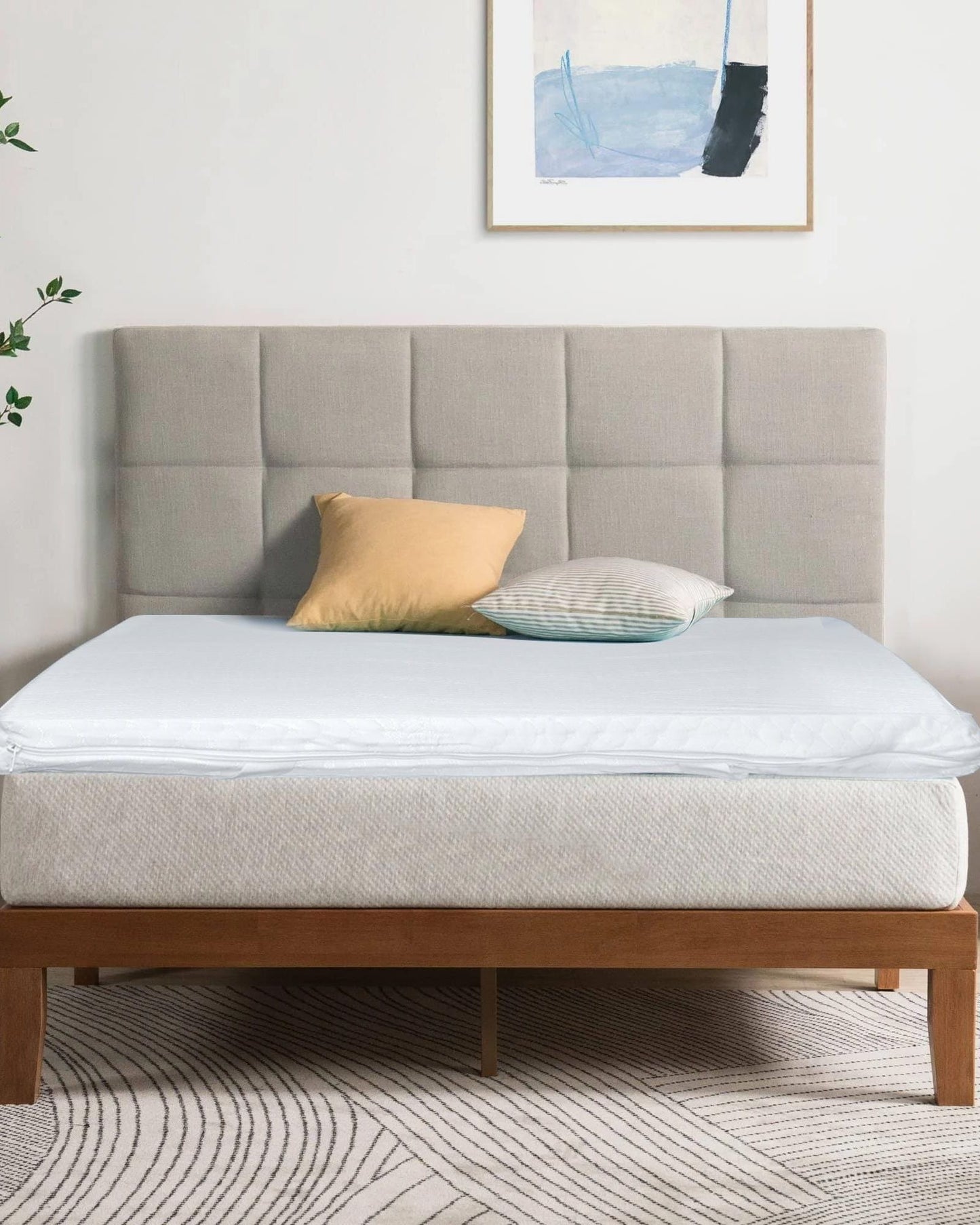 Cotton Home Mattress Topper Memory Foam White