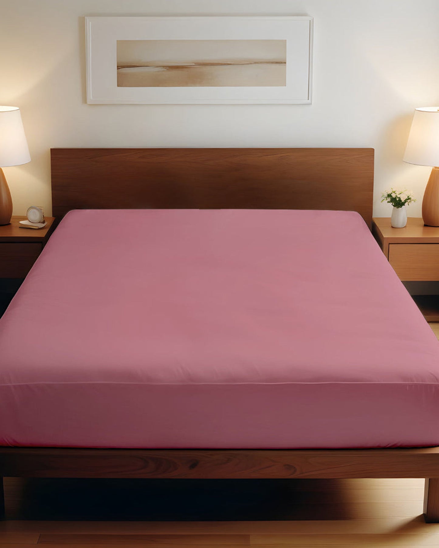 Cotton Home Fitted Sheet 1Pc Super Soft Mauve