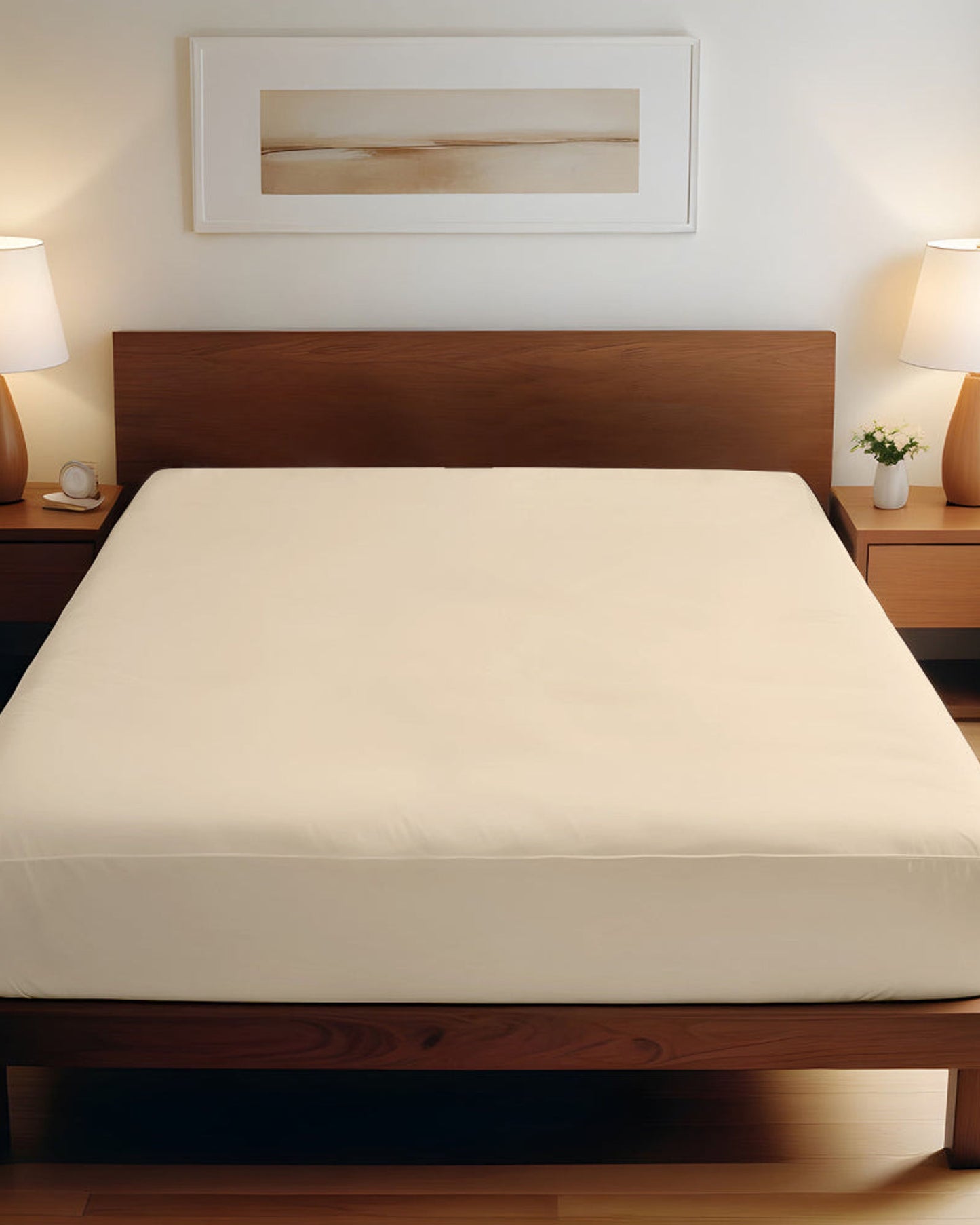 Cotton Home Fitted Sheet 1Pc Super Soft Stone Beige