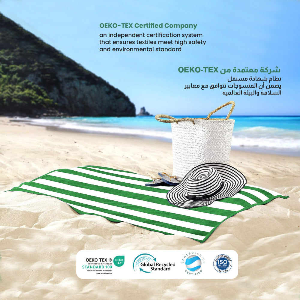 Cotton Home Pool Towel Striped Green