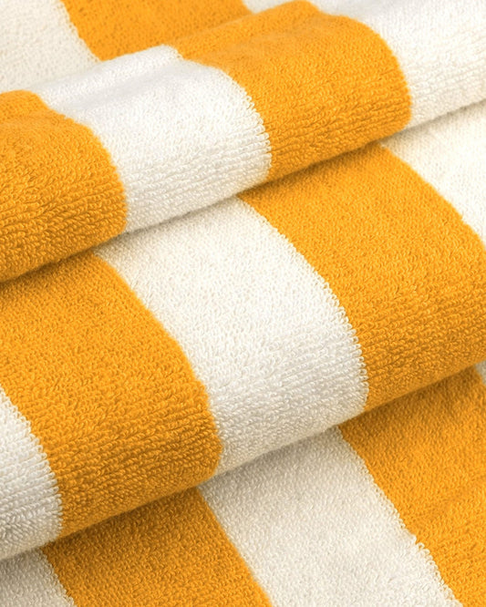 Cotton Home Pool Towel Striped Yellow