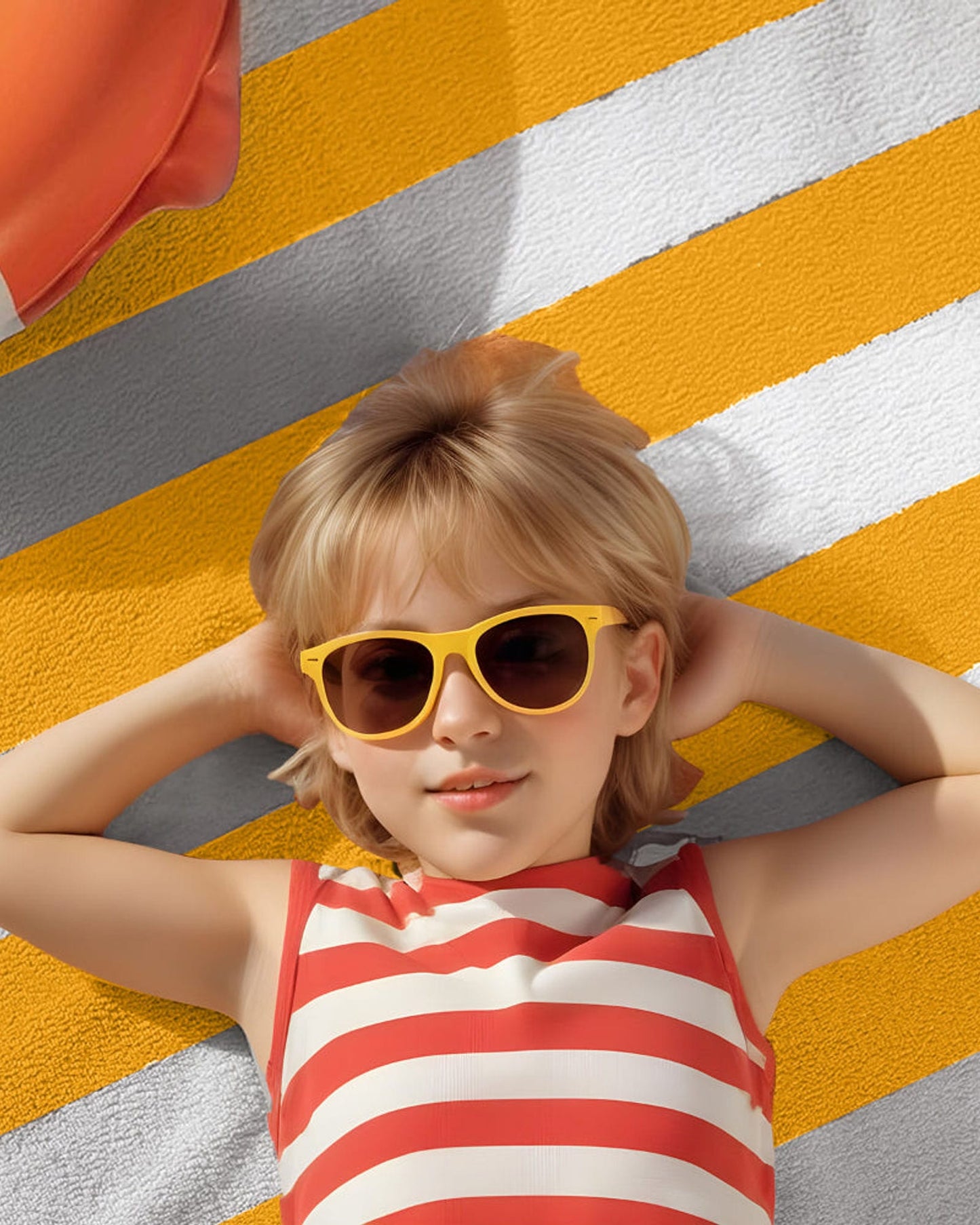 Cotton Home Pool Towel Striped Yellow