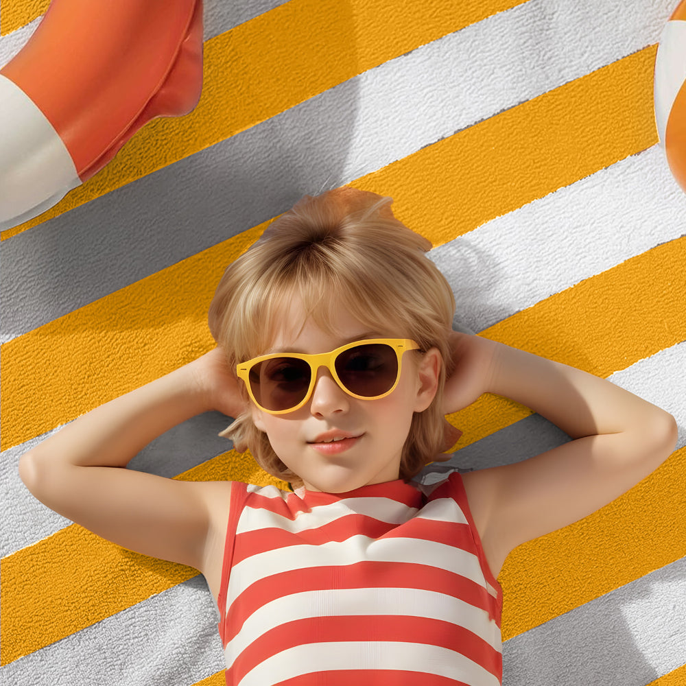 Cotton Home Pool Towel Striped Yellow