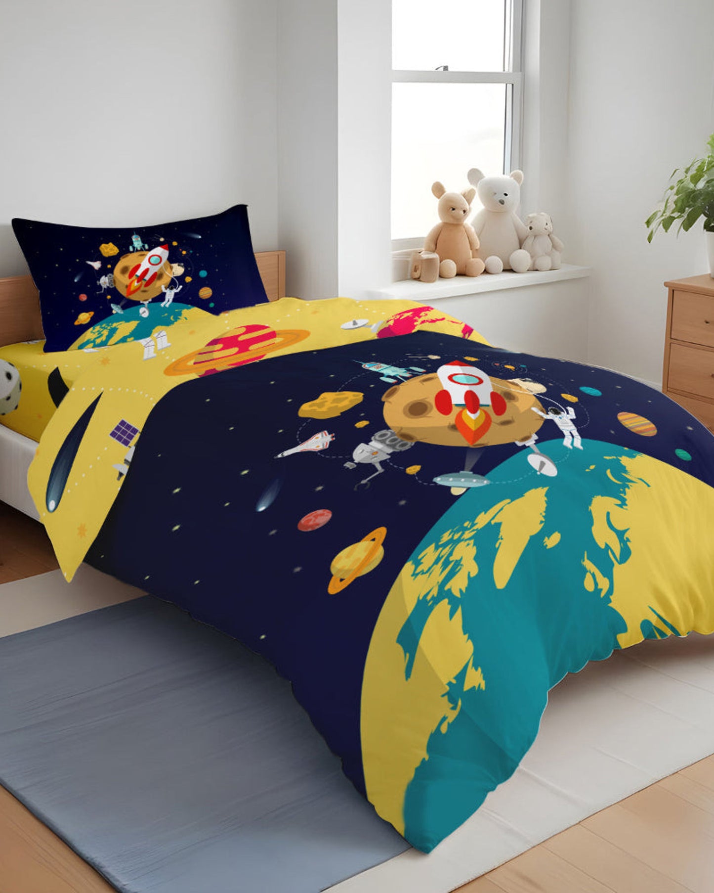 Cotton Home Kids Duvet Cover Set 3Pc Space