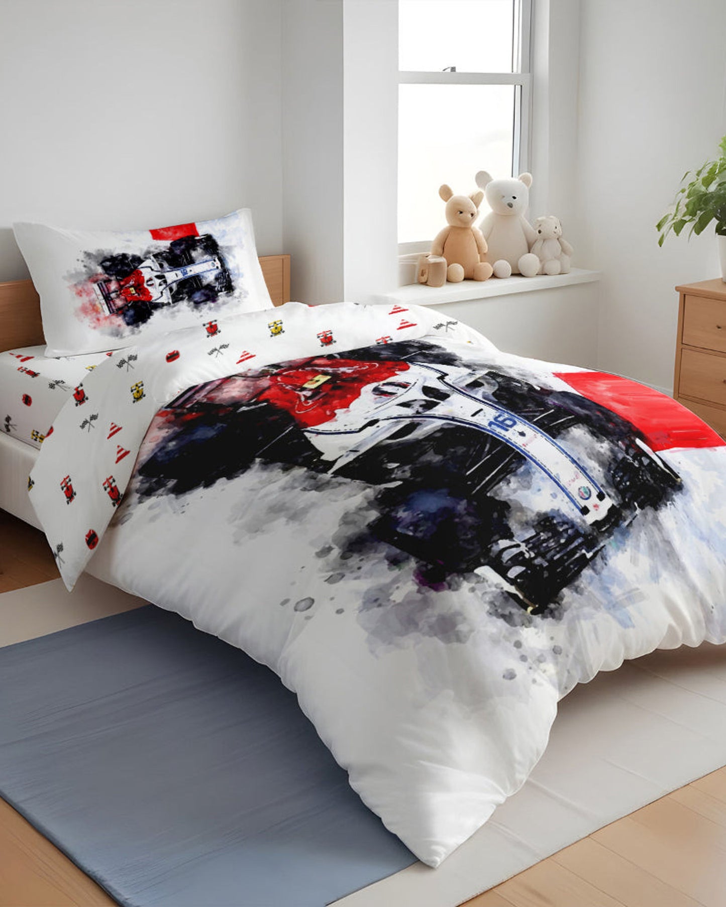 Cotton Home Kids Duvet Cover Set 3Pc Car