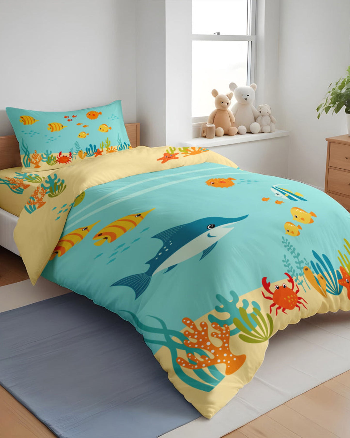 Cotton Home Kids Duvet Cover Set 3Pc Aqua