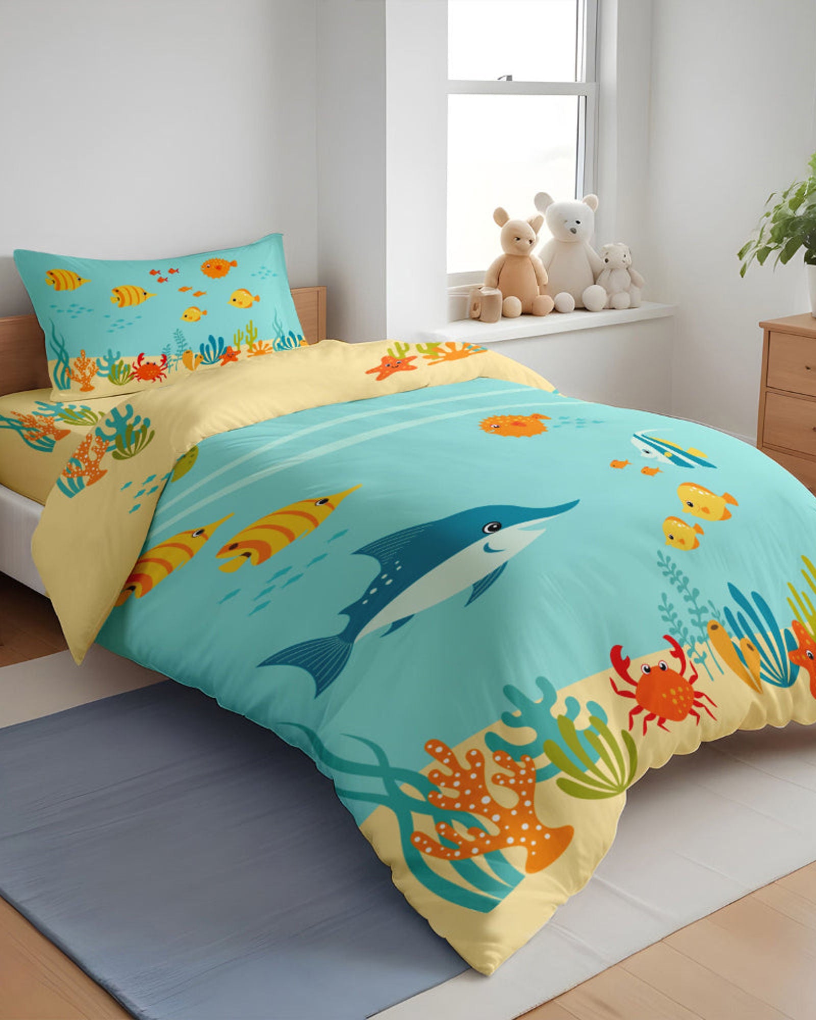 Cotton Home Kids 3-piece Duvet Cover Set Aqua