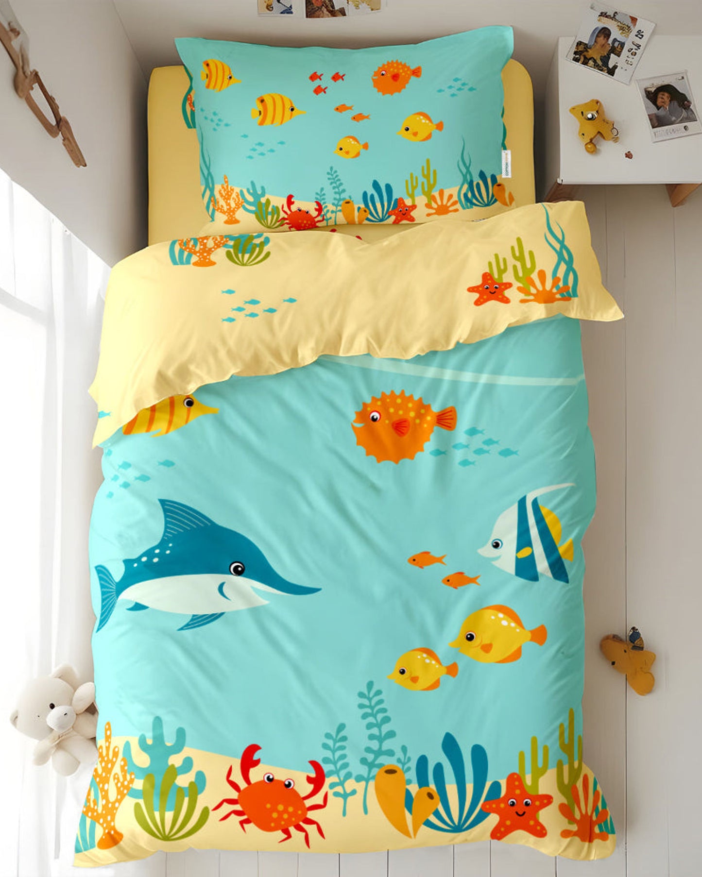Cotton Home Kids Duvet Cover Set 3Pc Aqua