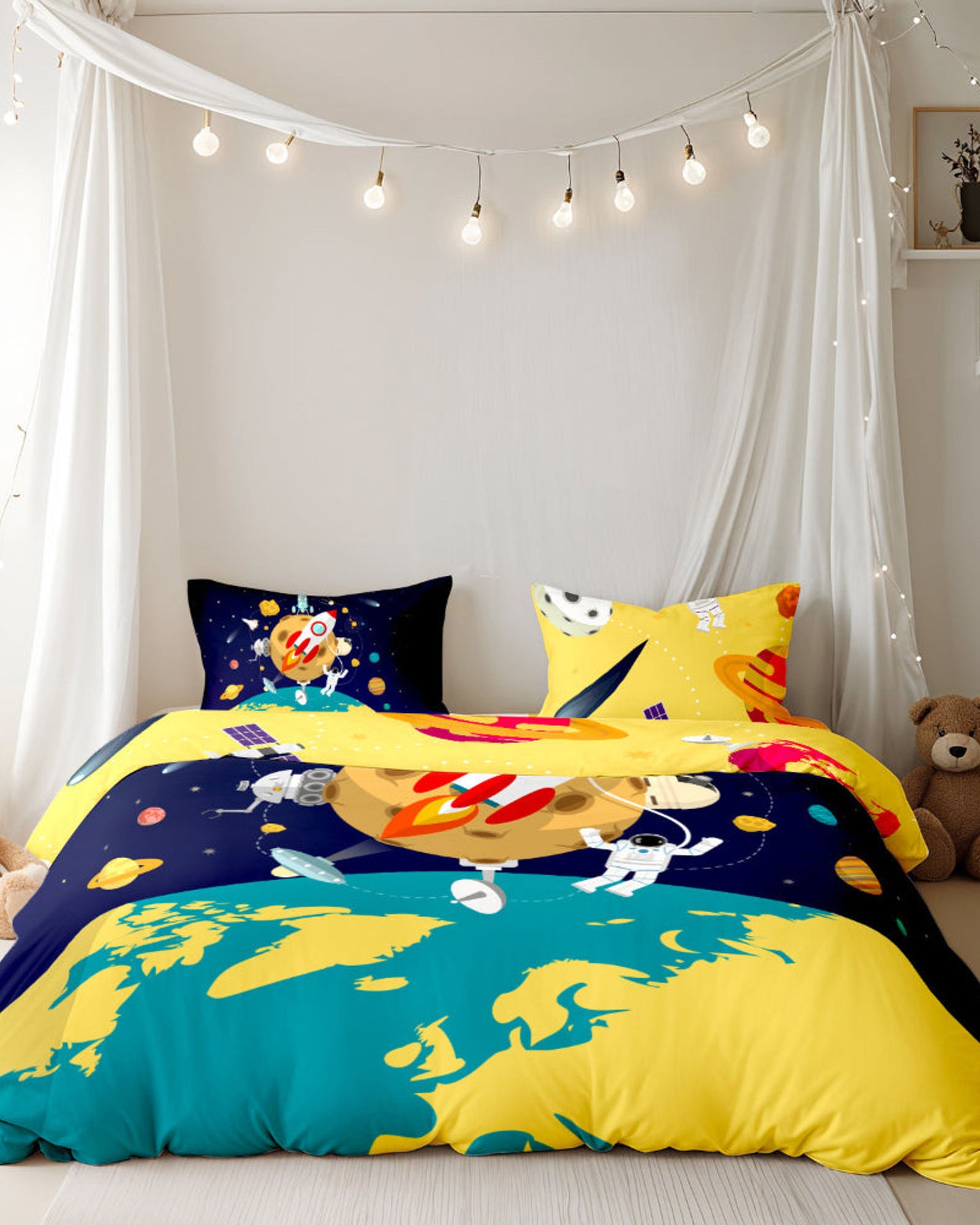 Cotton Home Kids 4-piece Duvet Cover Set Space