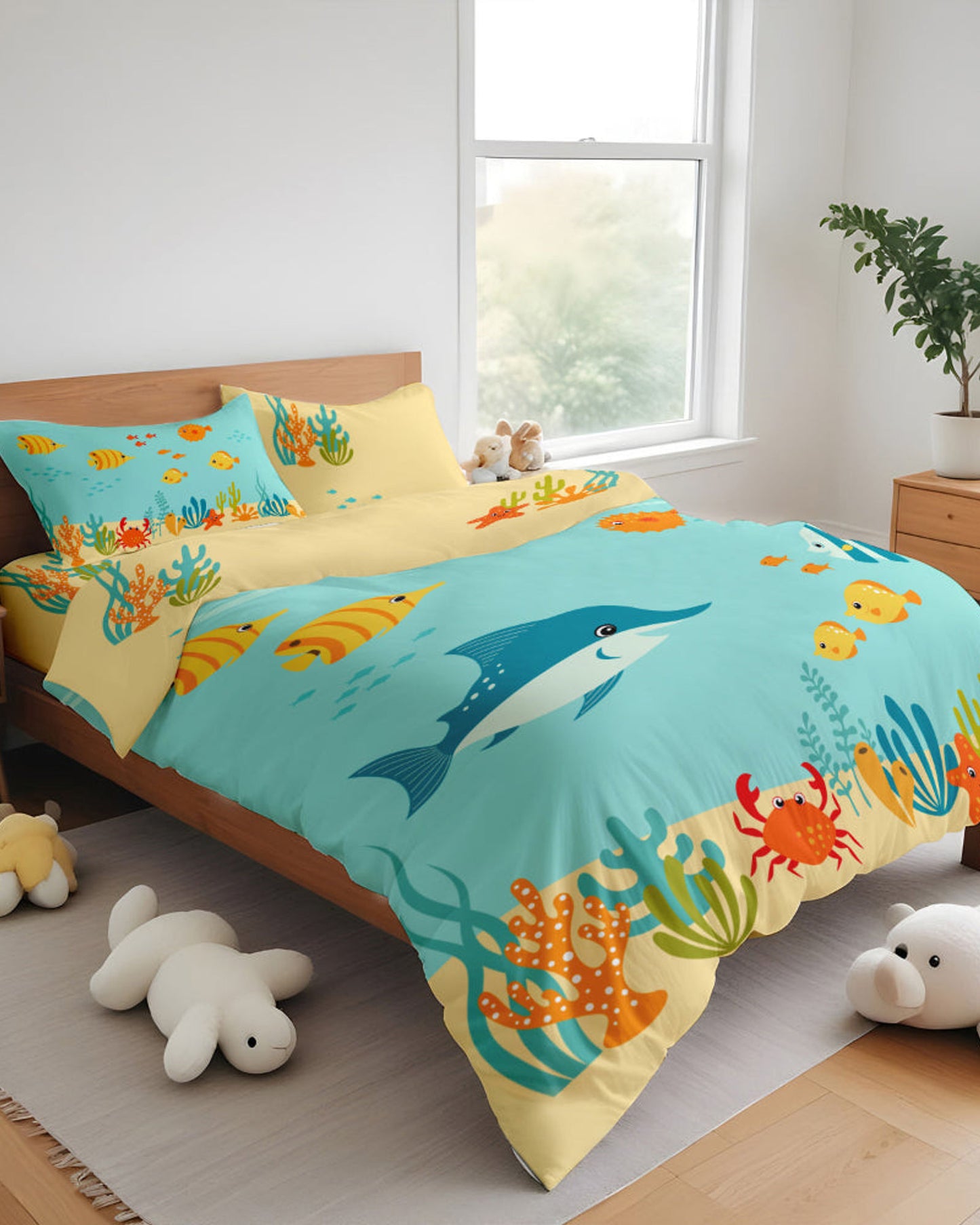 Cotton Home Kids Duvet Cover Set 4Pc Aqua