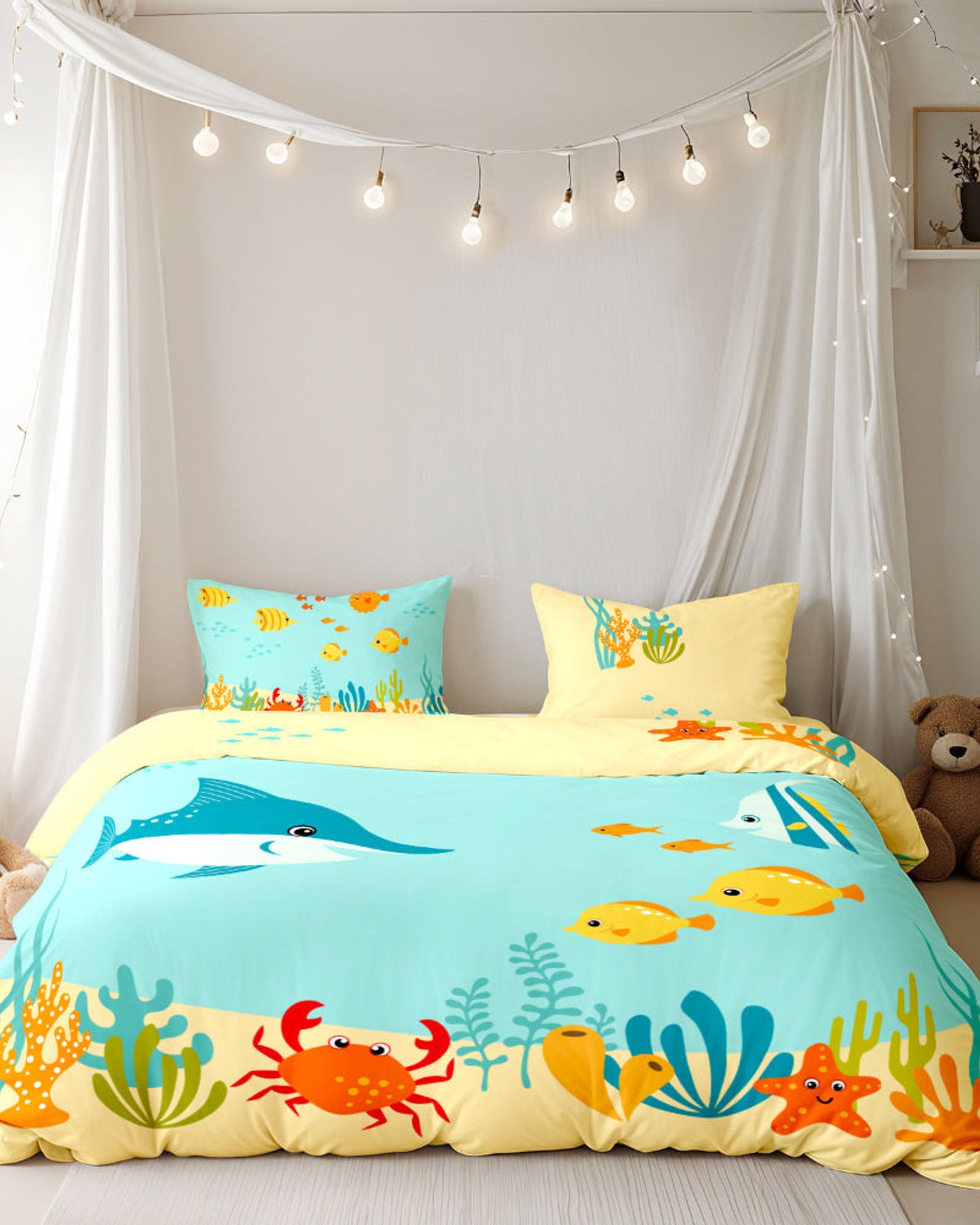 Cotton Home Kids Duvet Cover Set 4Pc Aqua