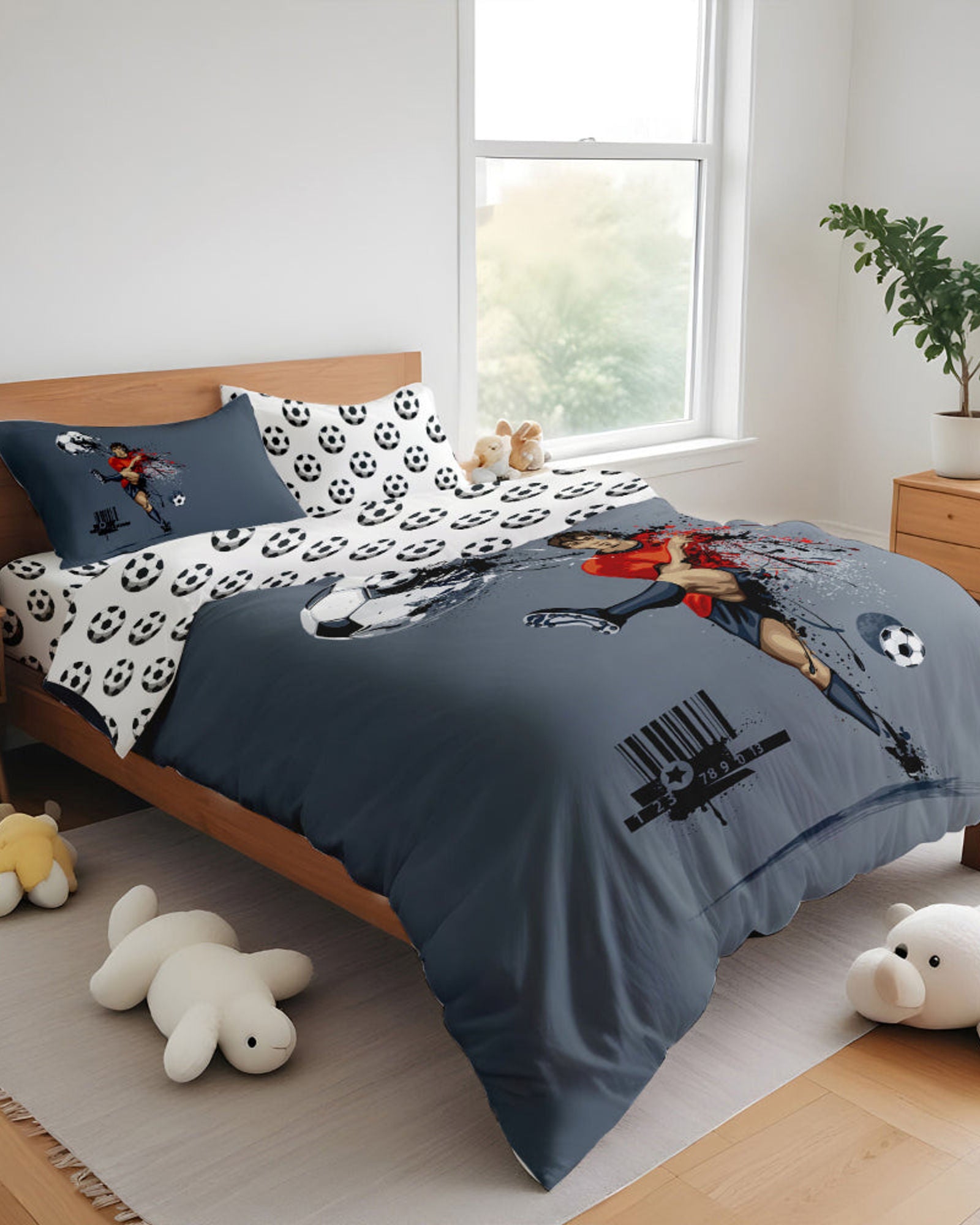 Cotton Home Kids 4-piece Duvet Cover Set Football
