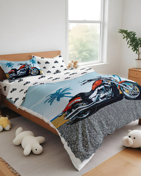 Cotton Home Kids 4-piece Duvet Cover Set Bike