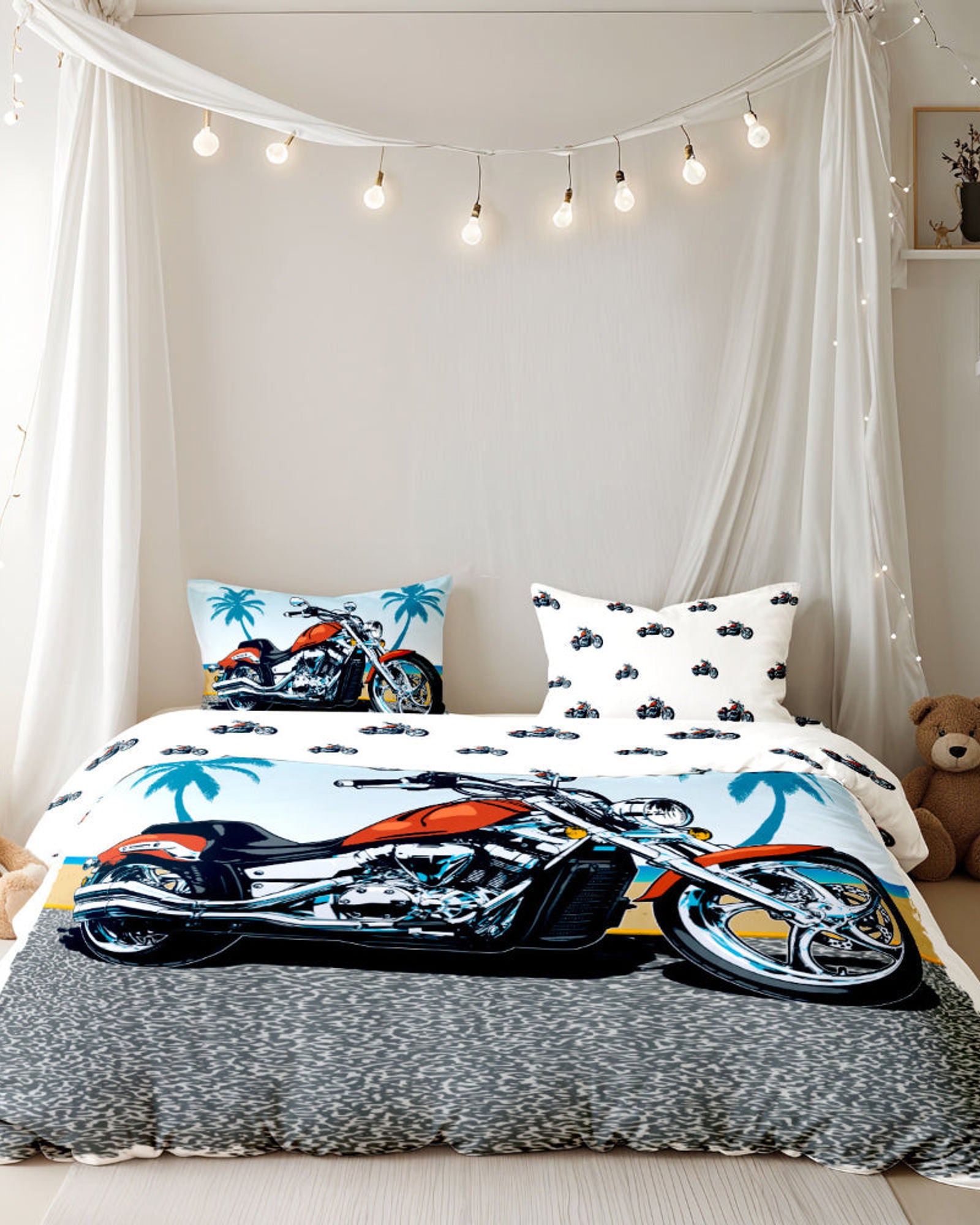 Cotton Home Kids 4-piece Duvet Cover Set Bike