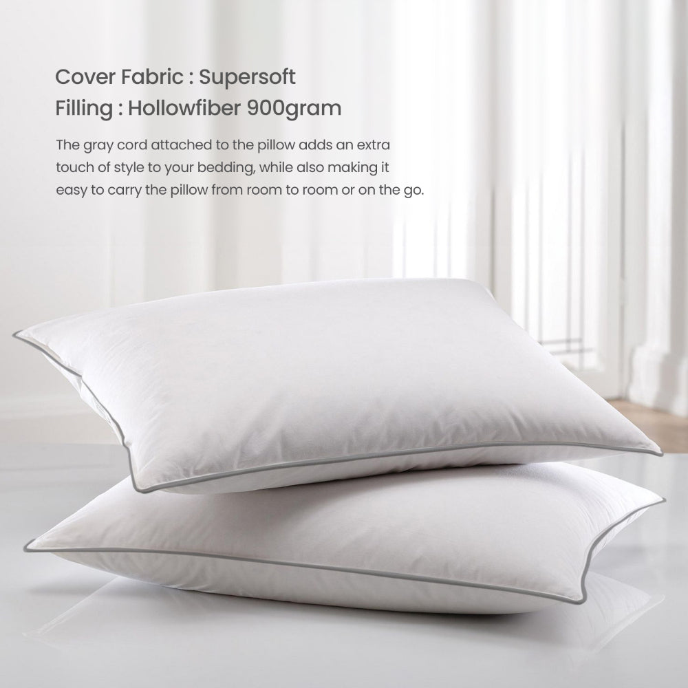 Cotton Home Luxury Pillow Pack of 2-piece with Grey cord