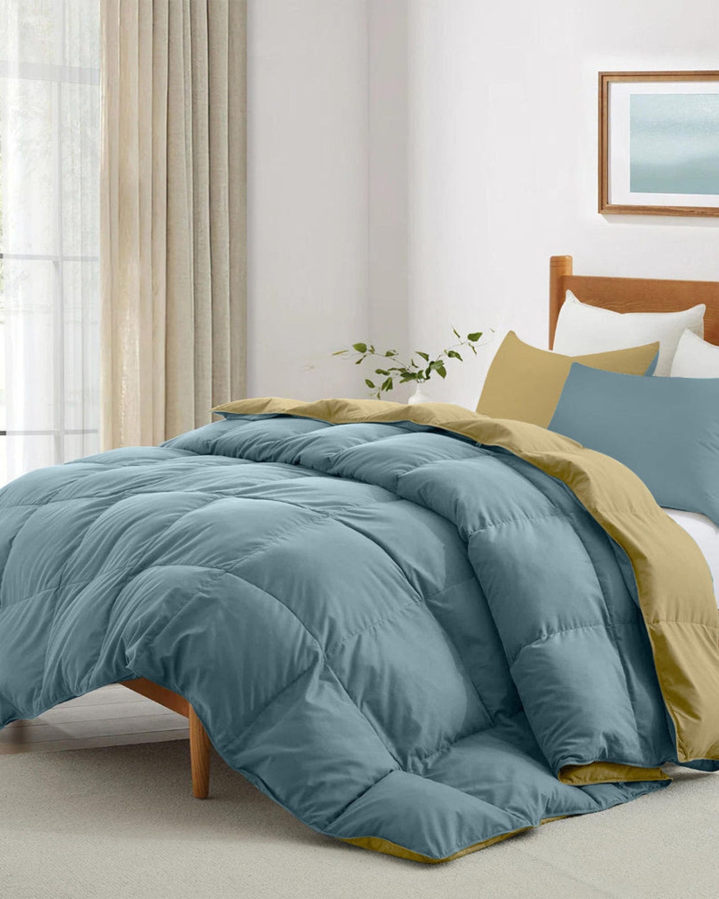 Cotton Home Comforter Set 3Pc Metallic Blue