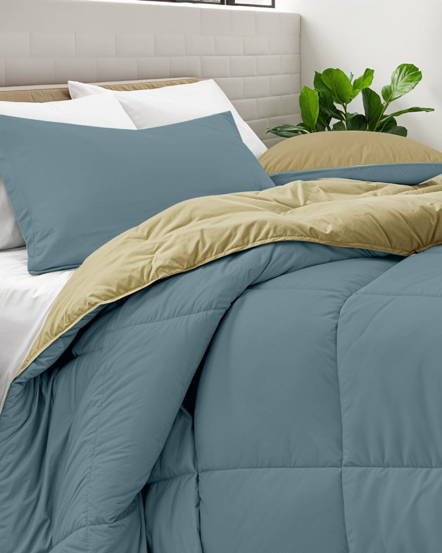 Cotton Home Comforter Set 3Pc Metallic Blue
