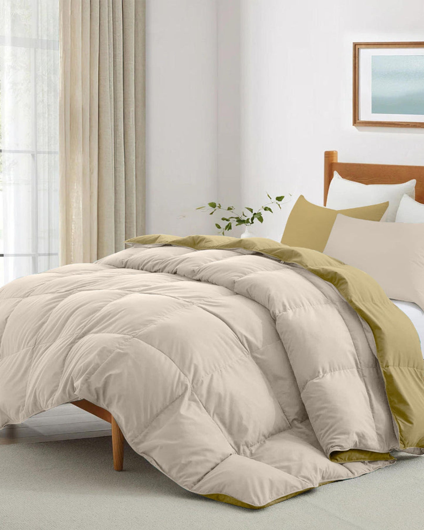 Cotton Home Comforter Set 3Pc Dark Beige