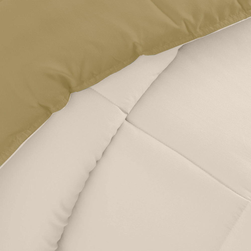 Cotton Home Adult 3-piece Set Reversible Comforter Dark Beige