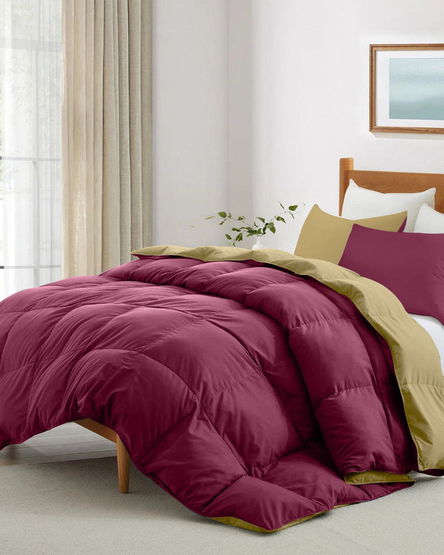 Cotton Home Comforter Set 3Pc Dark Bordo