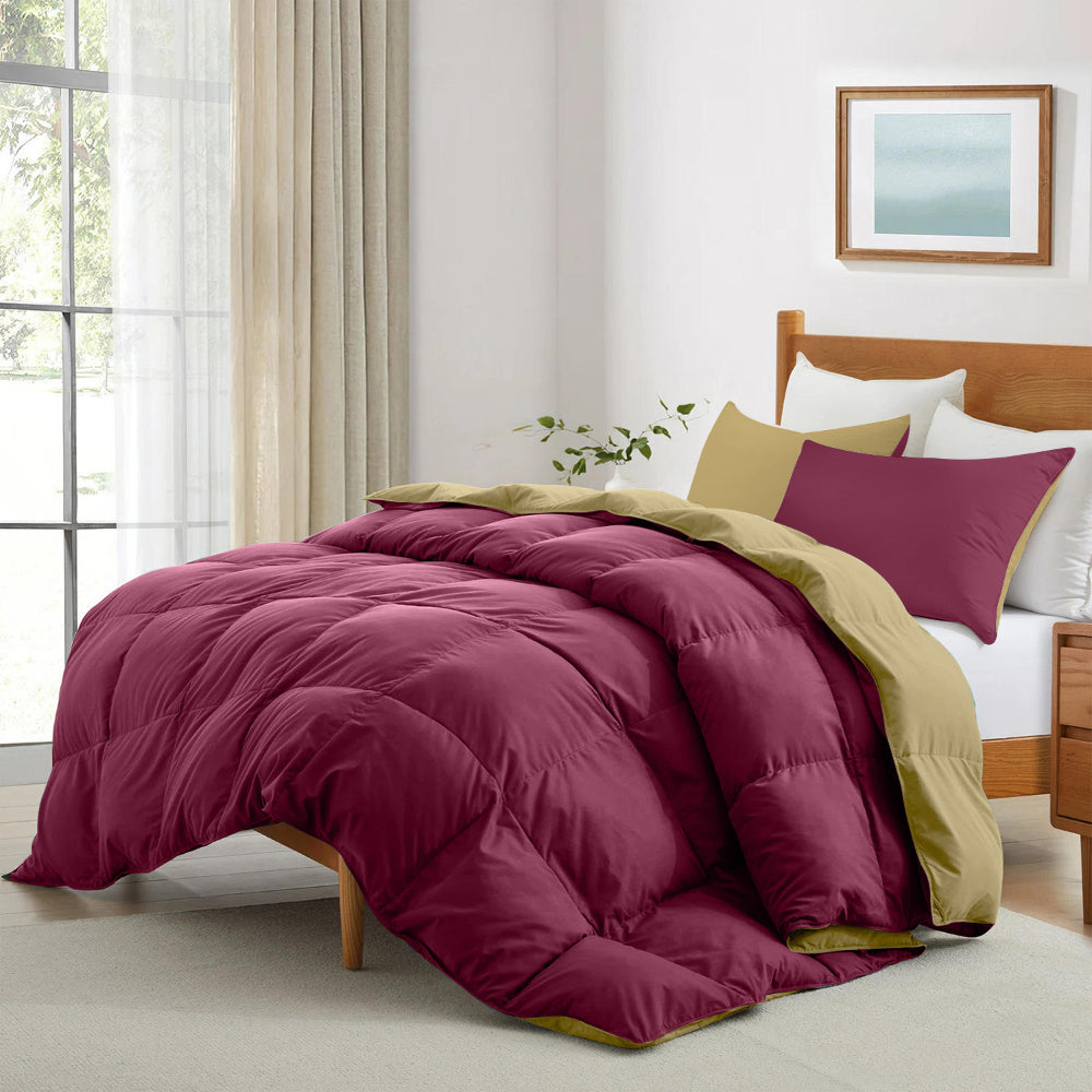 Cotton Home Comforter Set 3Pc Dark Bordo