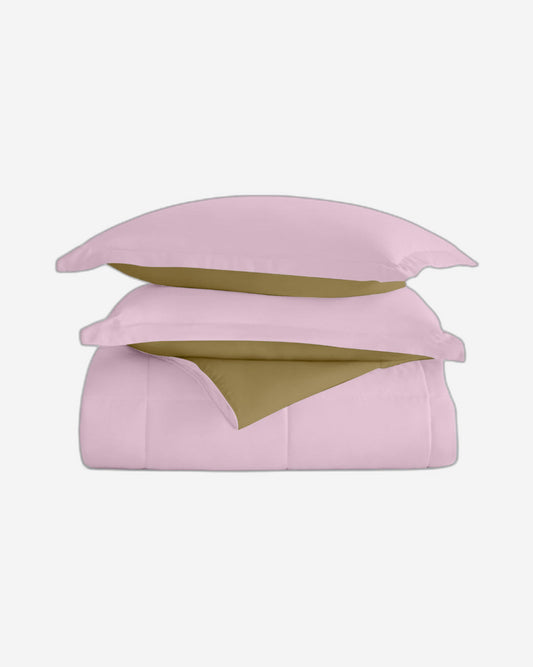 Cotton Home Adult 3-piece Set Reversible Comforter Pink