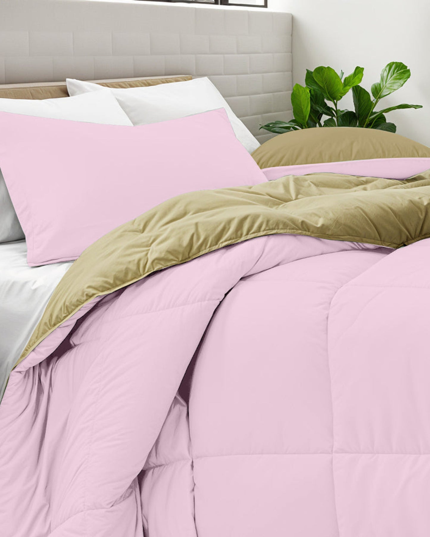 Cotton Home Comforter Set 3Pc Pink