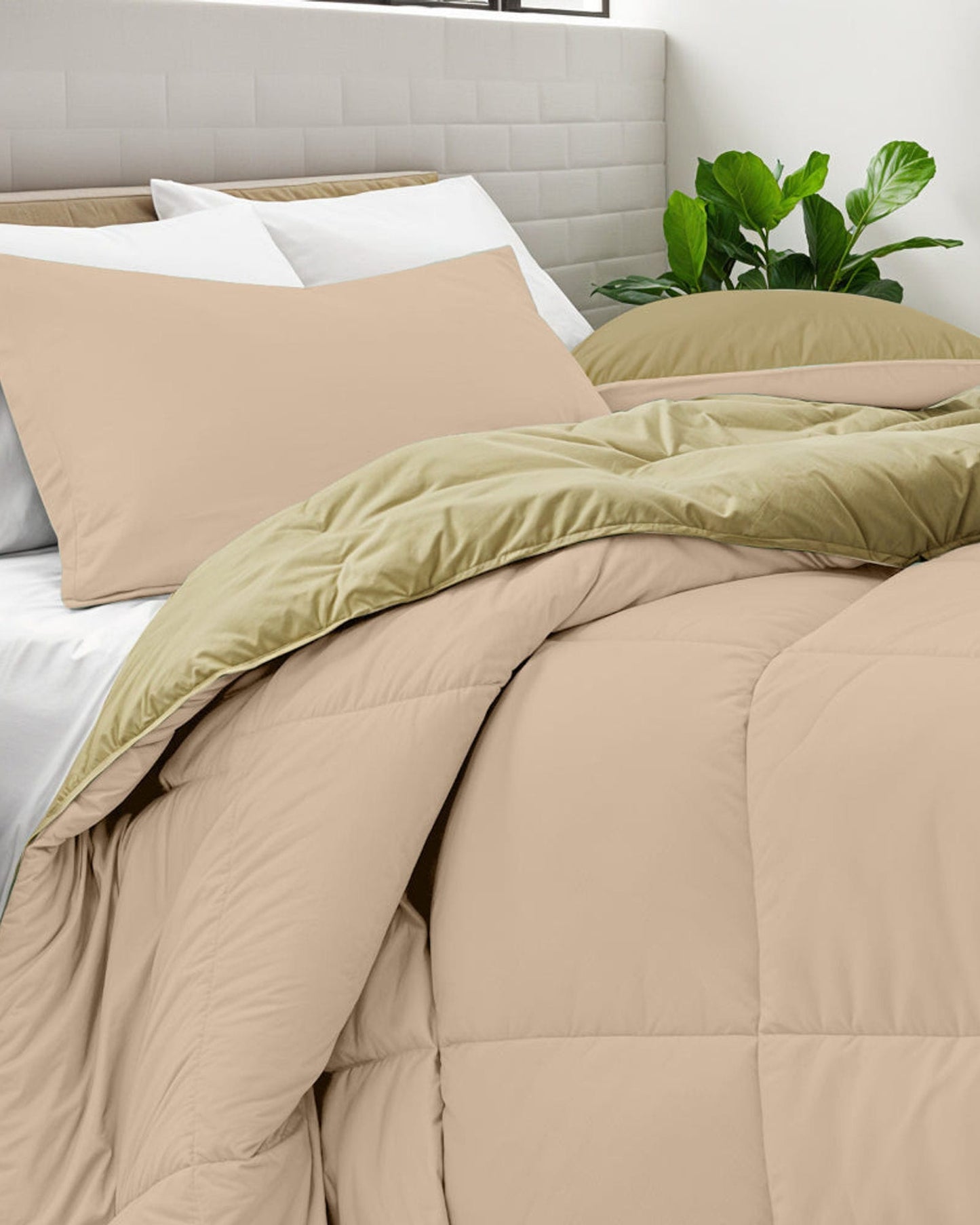 Cotton Home Comforter Set 3Pc Stone