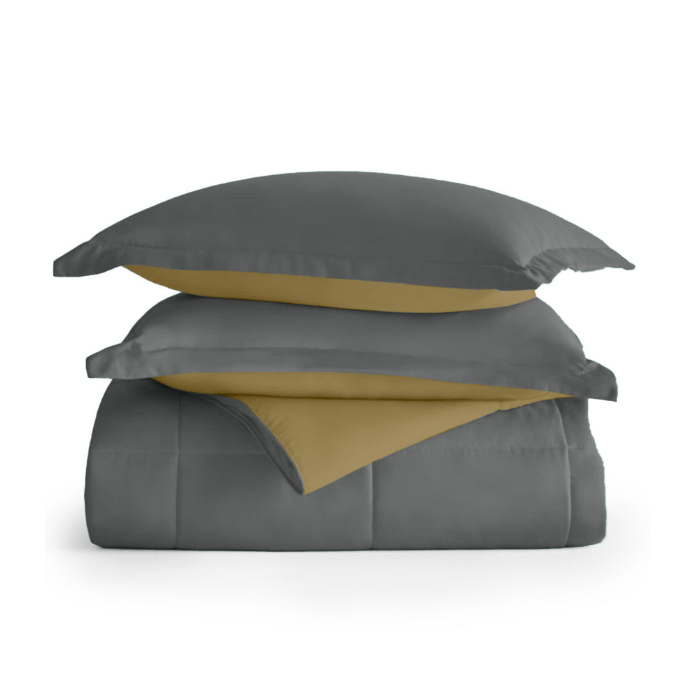 Cotton Home Adult 3-piece Set Reversible Comforter Silver