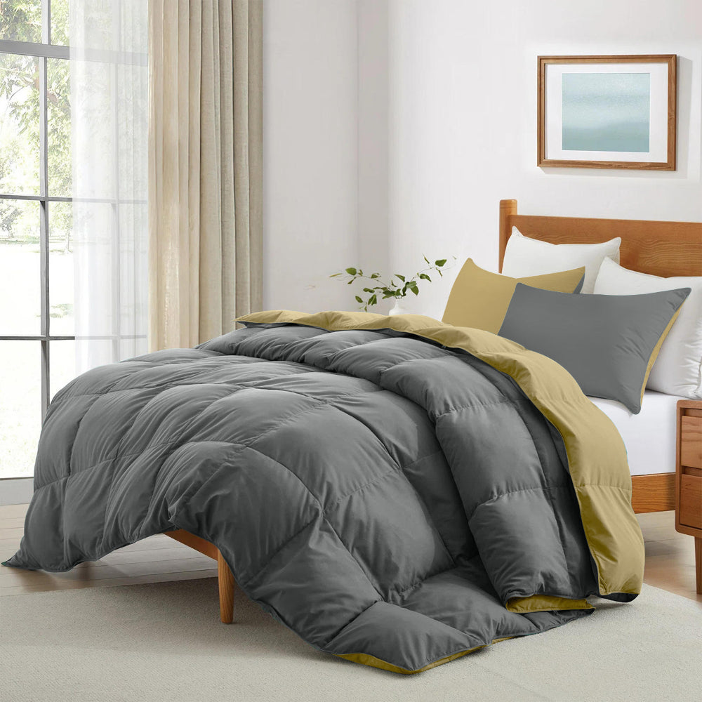 Cotton Home Adult 3-piece Set Reversible Comforter Silver