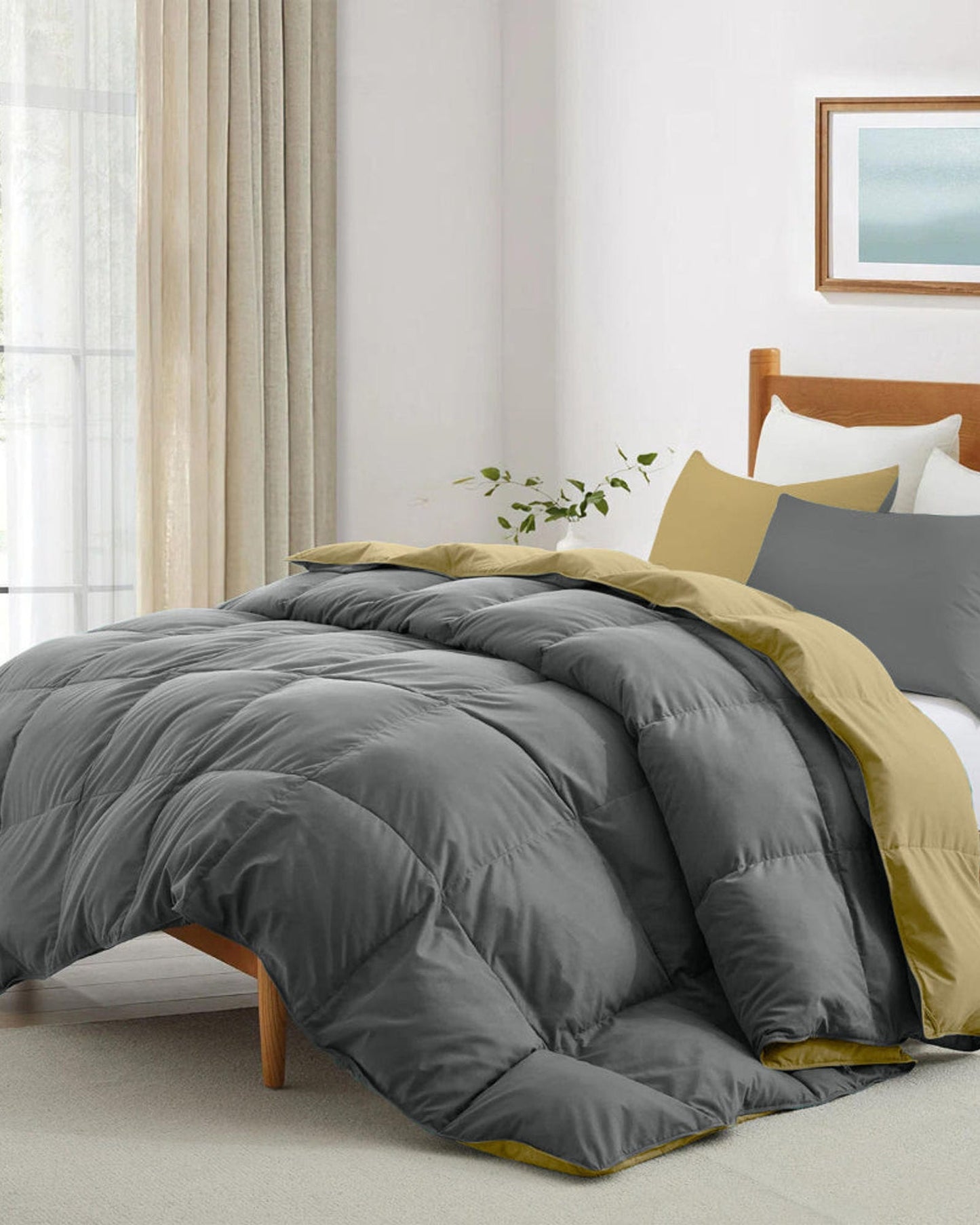 Cotton Home Comforter Set 3Pc Silver