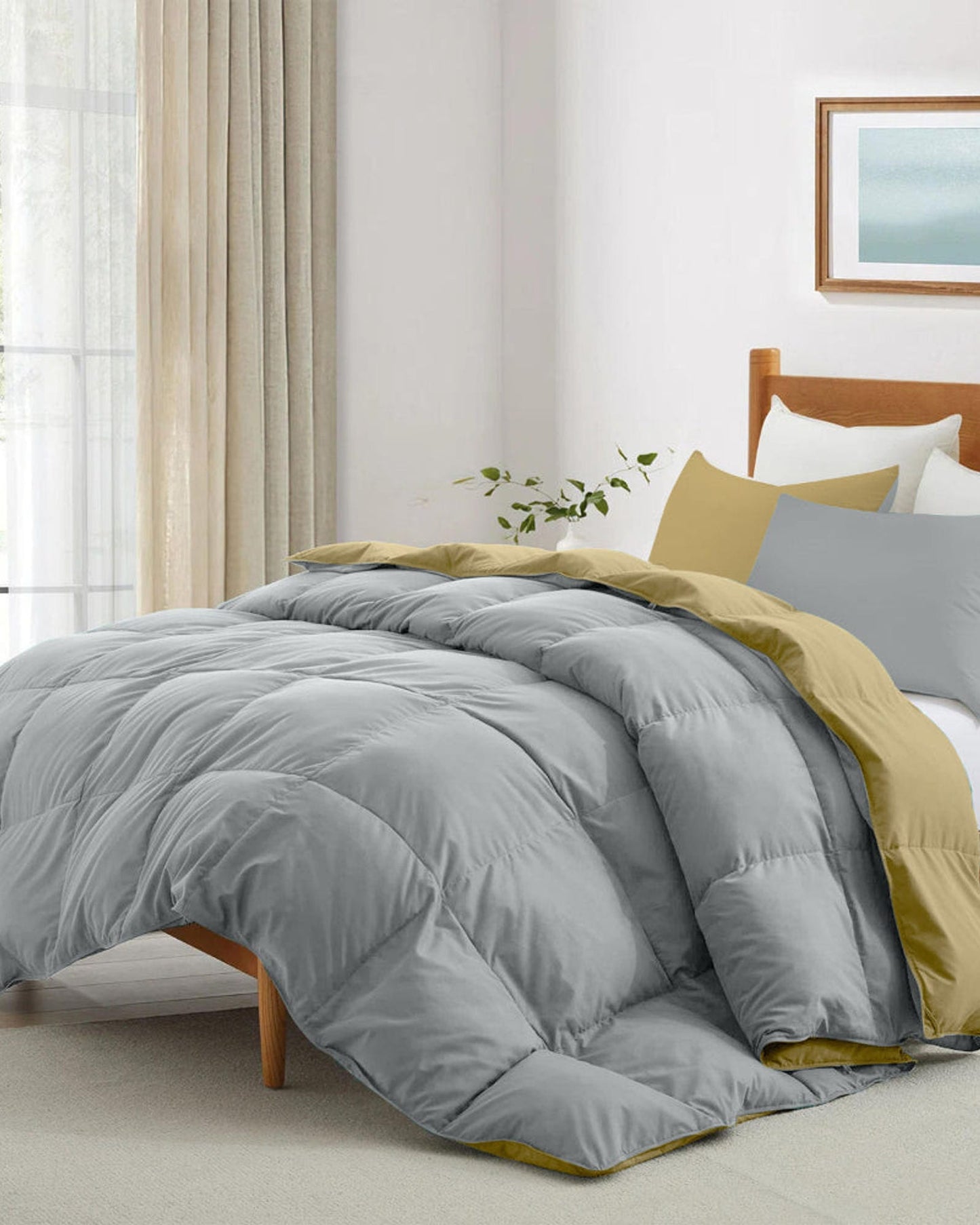 Cotton Home Comforter Set 3Pc Grey