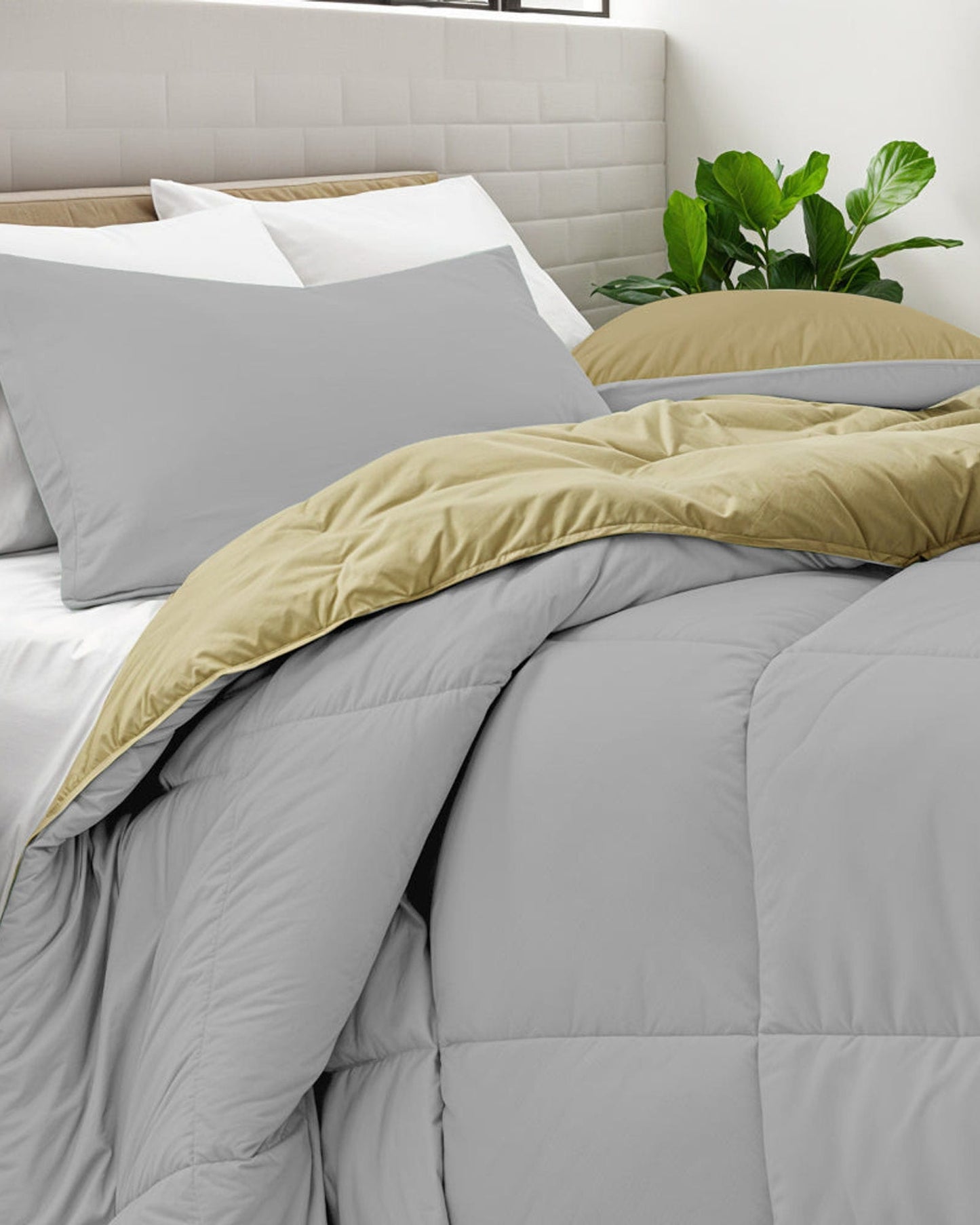 Cotton Home Comforter Set 3Pc Grey