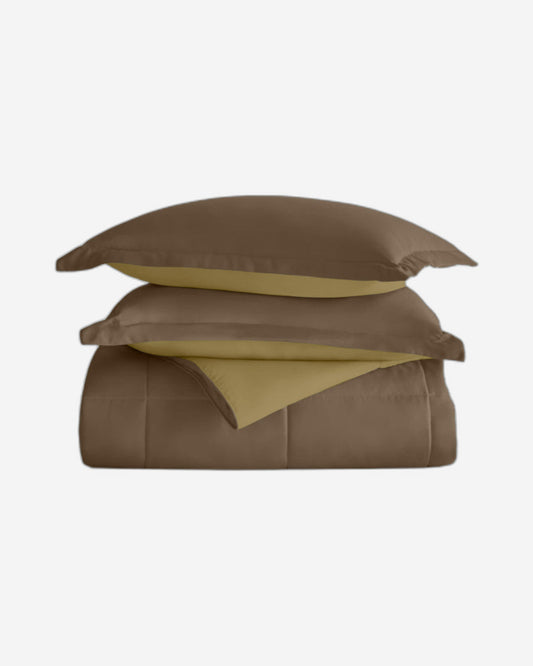 Cotton Home Adult 3-piece Set Reversible Comforter Golden