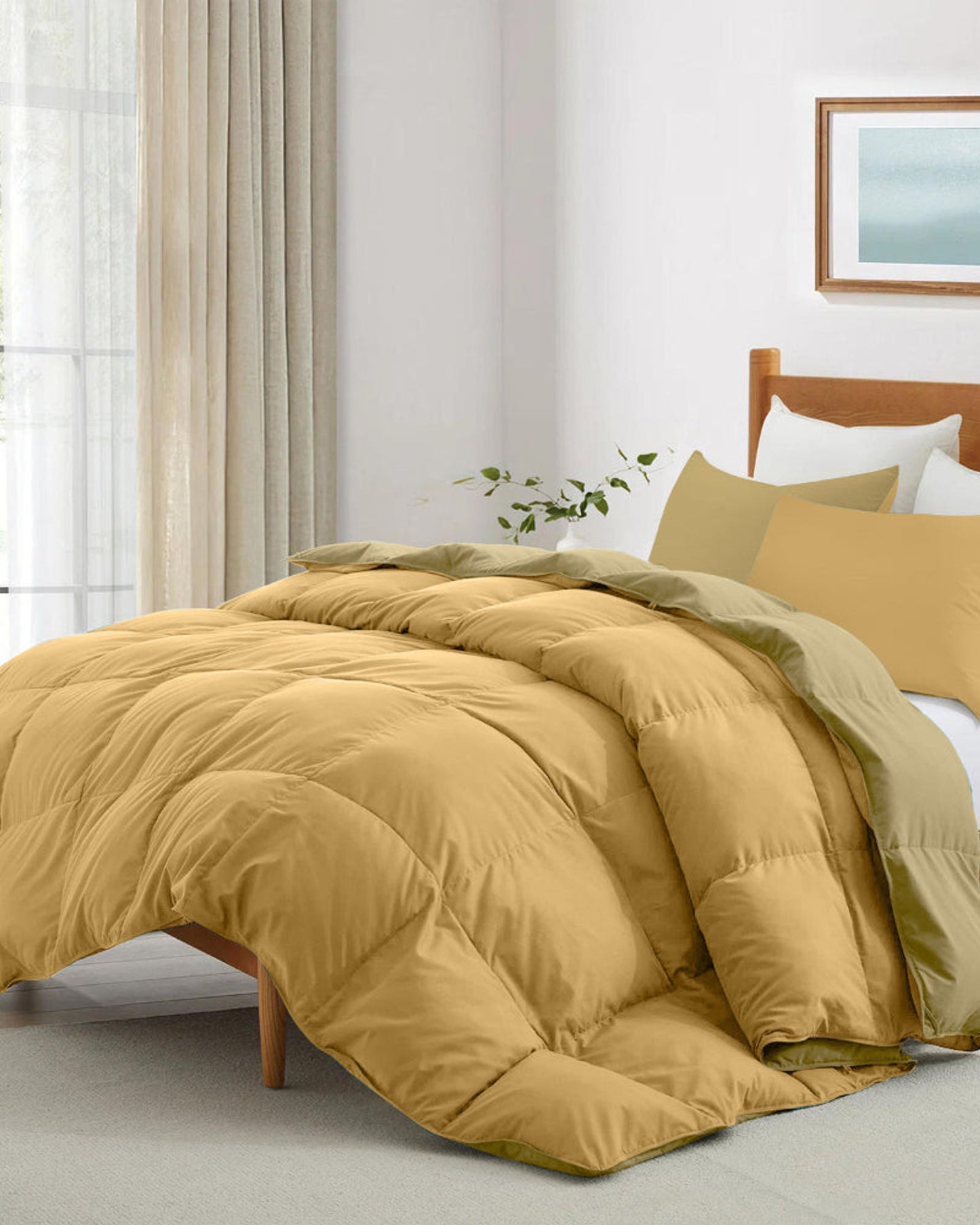 Cotton Home Comforter Set 3Pc Gold