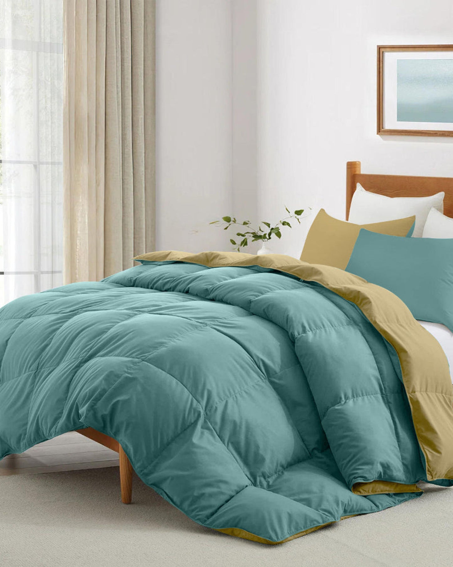 Cotton Home Comforter Set 3Pc Teal