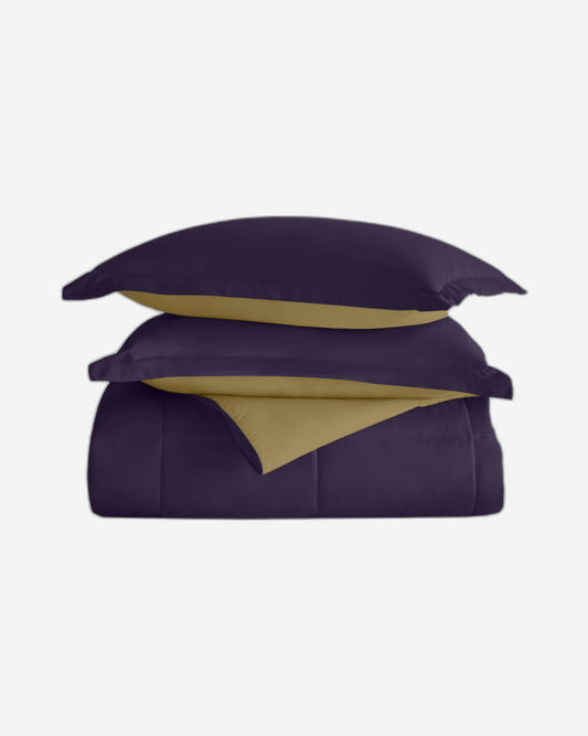 Cotton Home Adult 3-piece Set Reversible Comforter Violet
