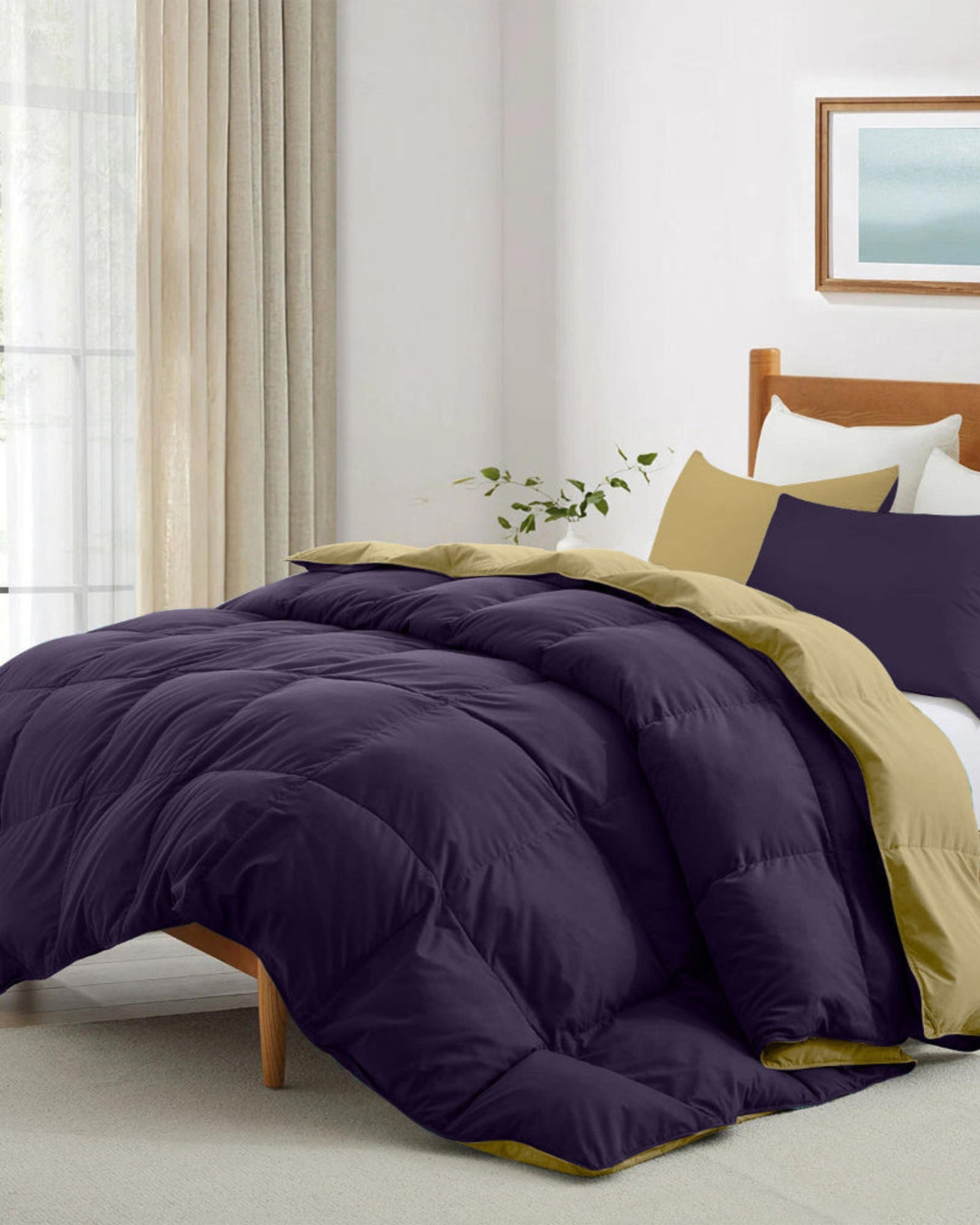 Cotton Home Comforter Set 3Pc Violet