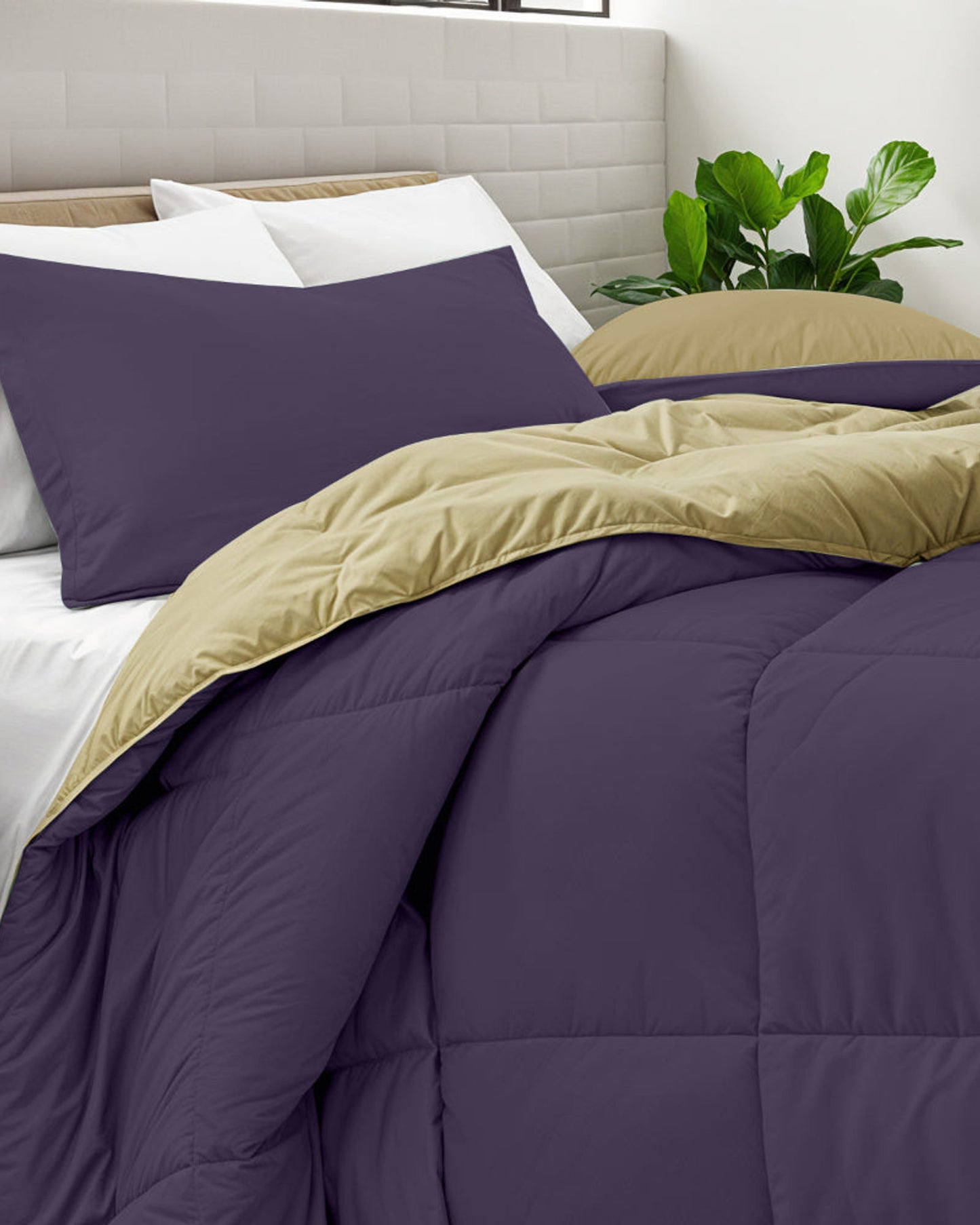 Cotton Home Comforter Set 3Pc Violet