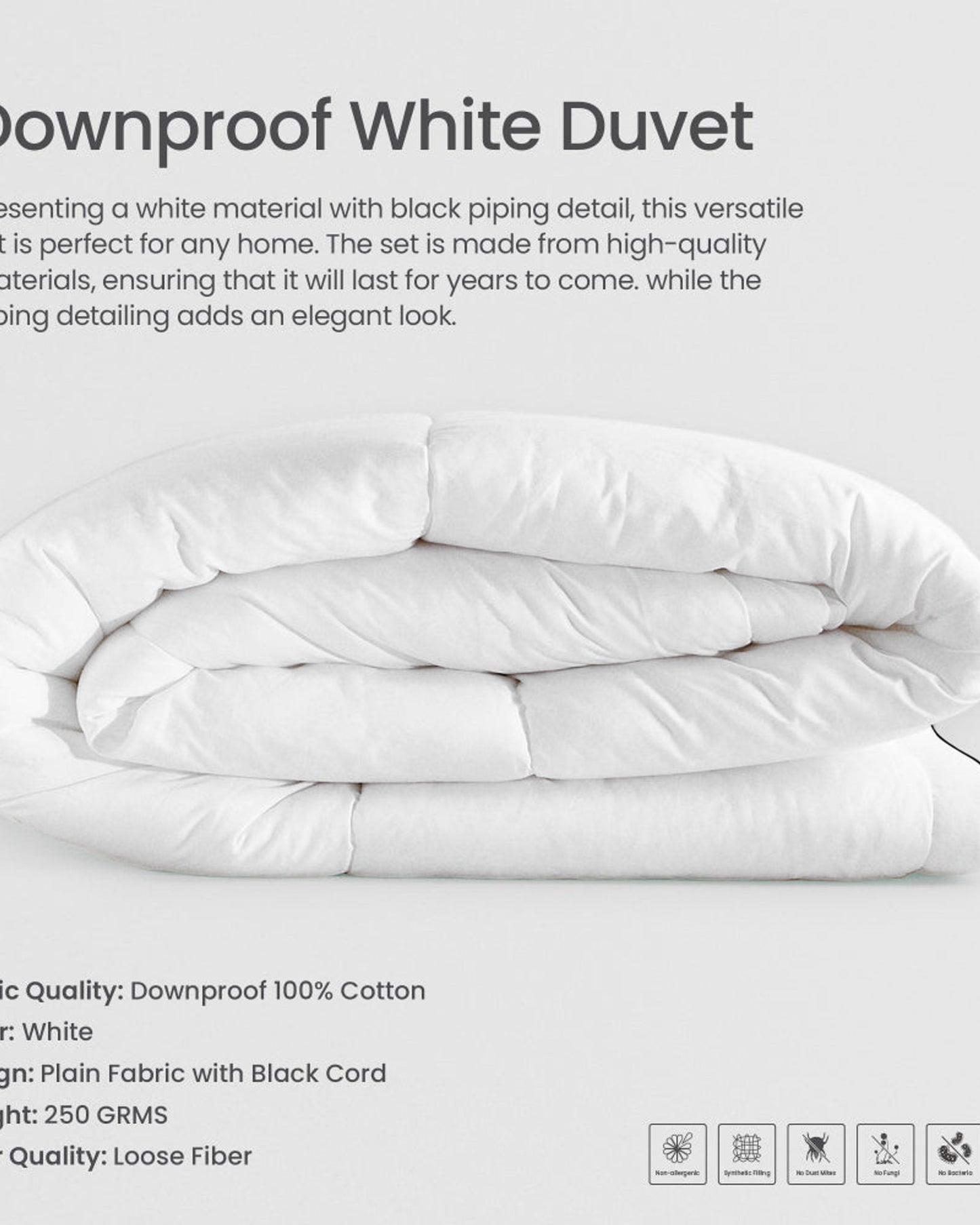 Cotton Home Duvet Luxury Downproof White