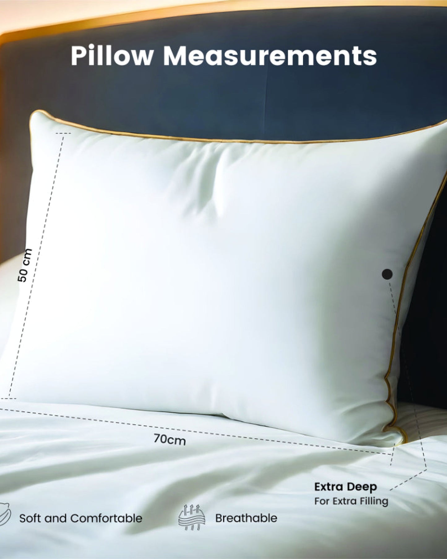 Cotton Home Pillow Downproof Gold Cord