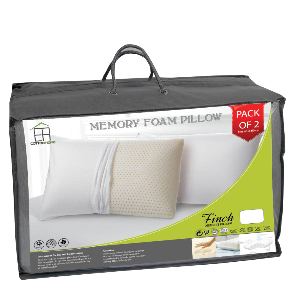 Cotton Home Pillow Rest Memory Foam 2Pc White