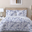 Cotton Home Comforter Set 3Pc Disty Floral Blue