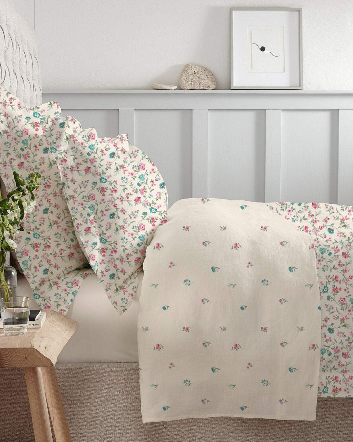 Cotton Home Comforter Set 3Pc Floral Scroll Pink