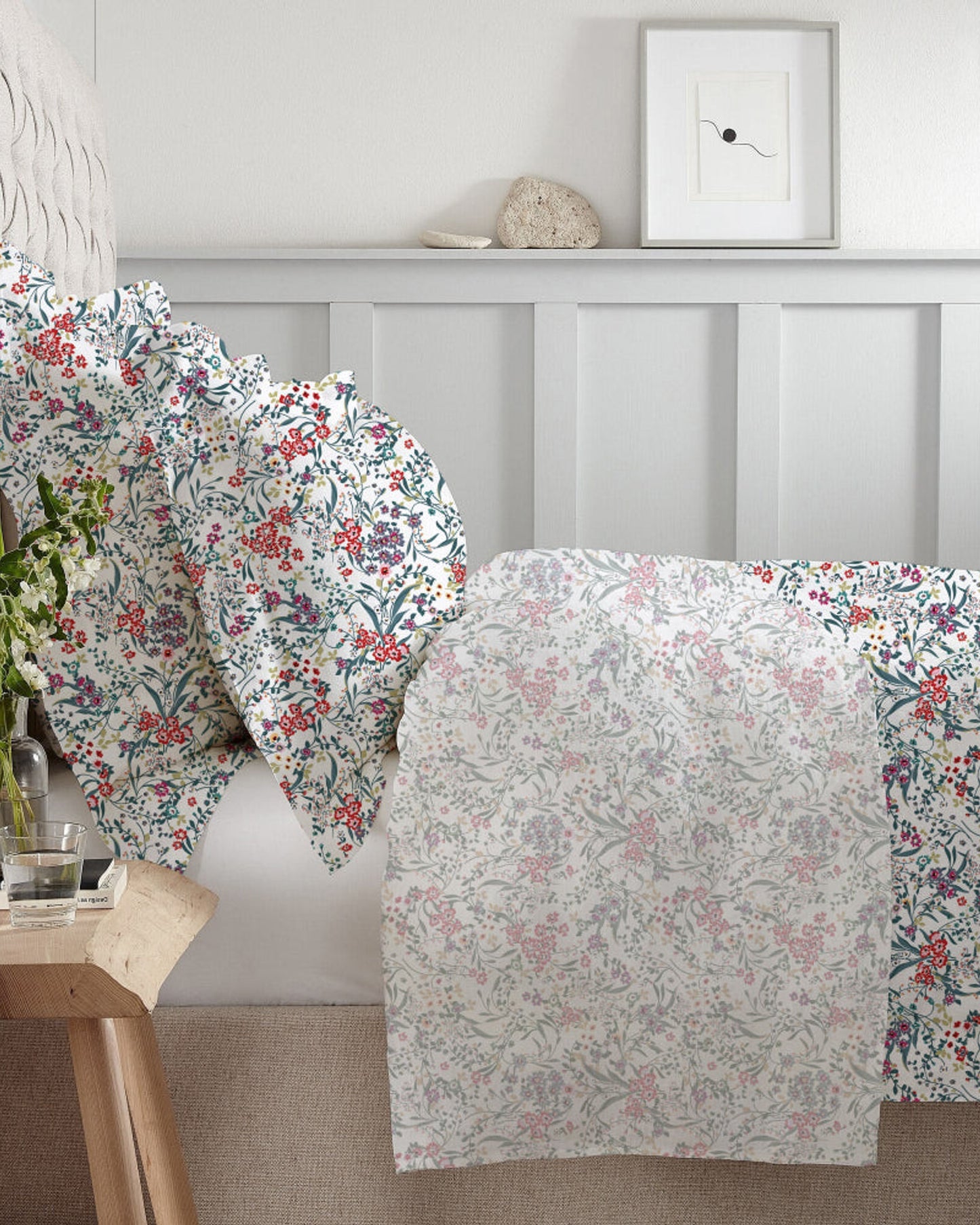 Cotton Home Comforter Set 3Pc Prestine Floral Red